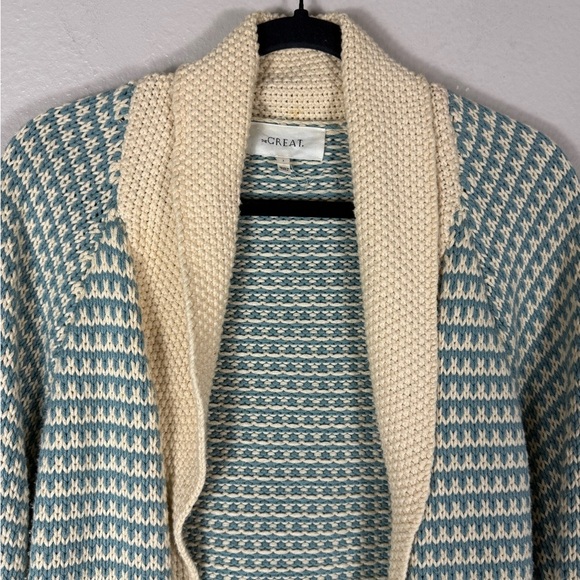 THE GREAT. The Minicheck Lodge Cardigan in Morning Sky - Picture 7 of 13